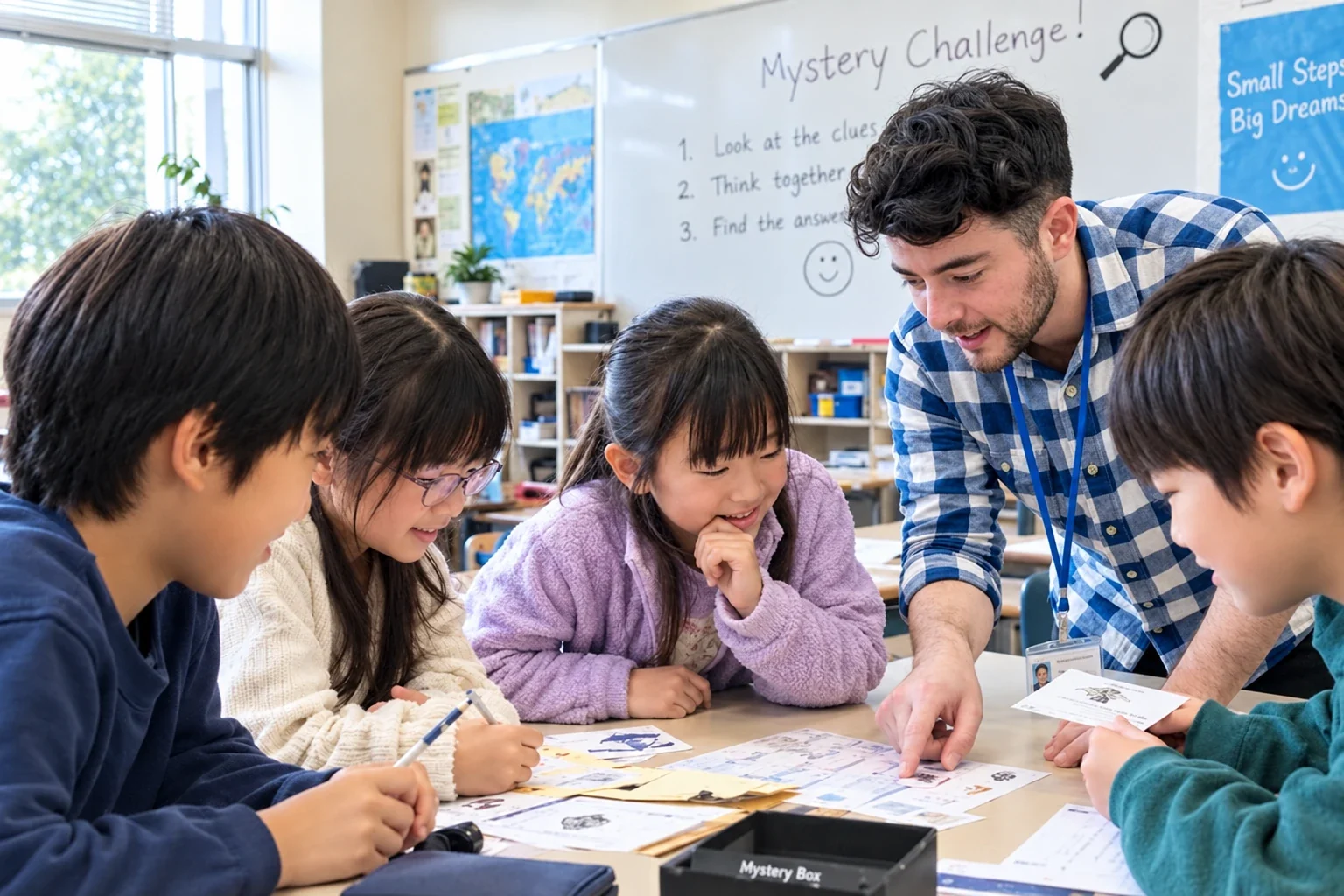 英語で謎を解くミステリーチャレンジの様子